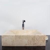 Lavabo de salle de bain, Marbre Cappucino SS-30, 45 x 45 x 12 cm