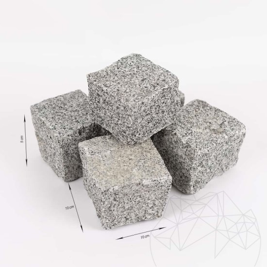 Pavé de granit Bianco Sardo Splitface 10 x 10 x 5 cm