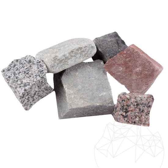 Sample - Bianco Sardo Granite Splitface Cobblestone 10 x 10 x 5 cm