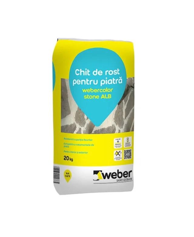 Weber Color Stone White, 20 Kg, Coulis flexible pour pierres naturelles pour murs et sols à joints larges