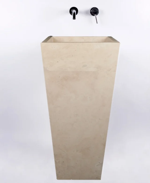 Lavabo, Travertin classique BAYK, 42 x 42 x 82 cm