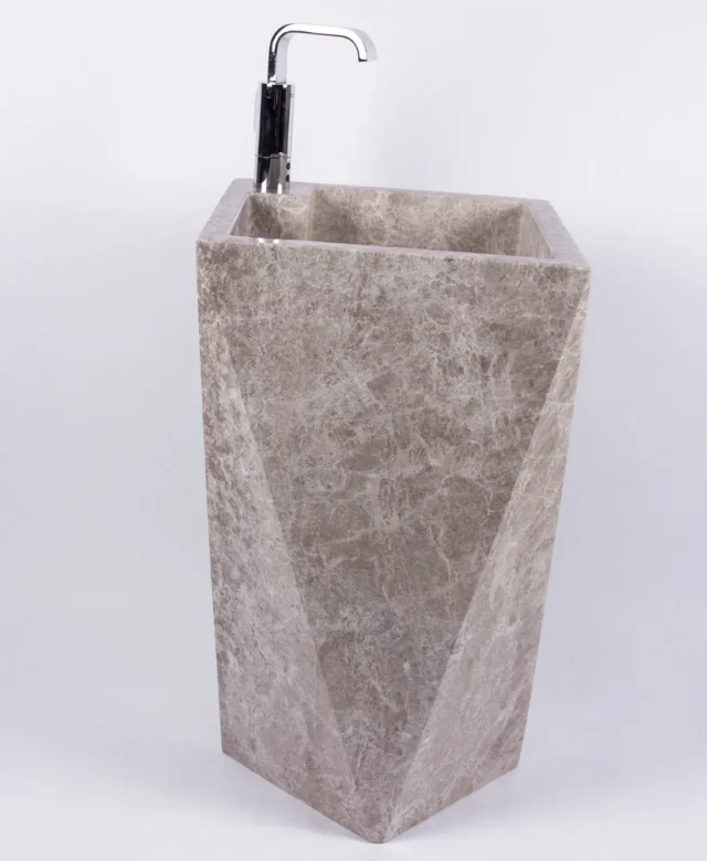 Evier de salle de bain, Marbre Autograph Tundra Grey, 45 x 82 cm