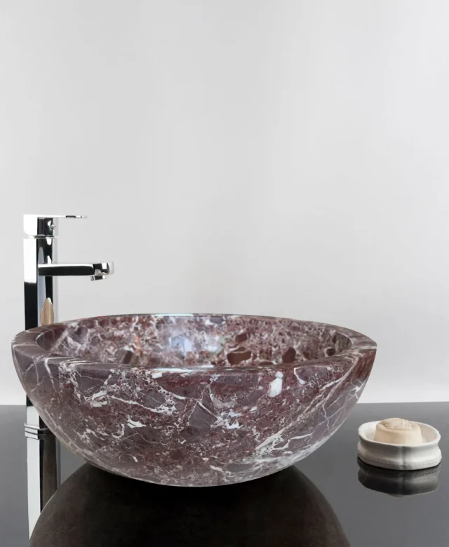 Lavabo de salle de bain - Marbre Rosso Levanto RS-5, 42 x 15 cm