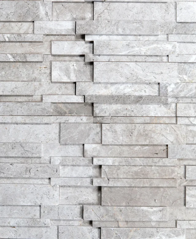 Mosaïque murale 3D en marbre poli gris tundra