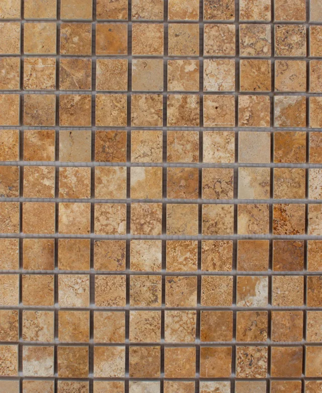 Mosaïque de Travertin Jaune Polie, 2.3 x 2.3 cm