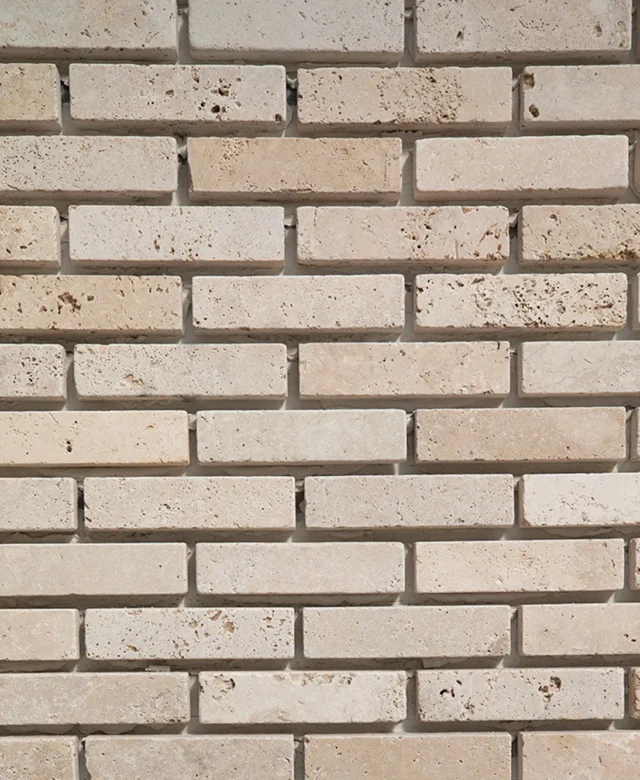 Classic Cross Cut Tumbled Travertine Brick, 20 x 5 x 3 cm