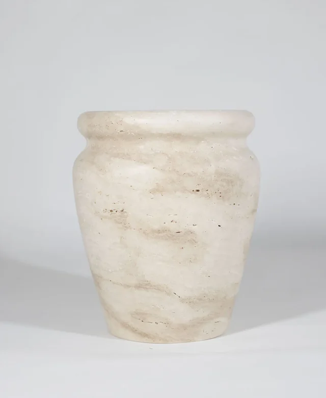 Vase en travertin Roma Classic, 30 x 25 x 25 cm