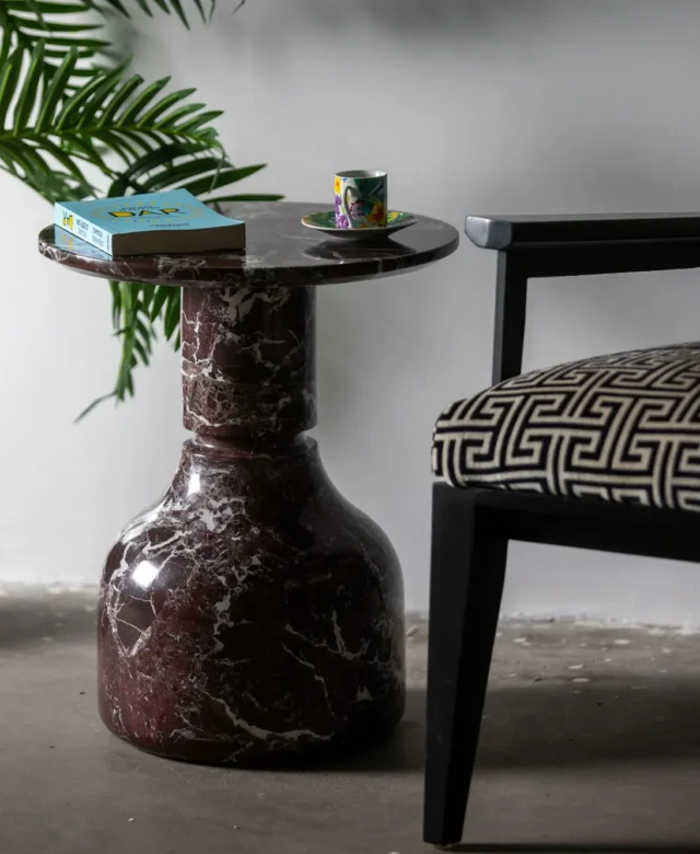 Table d'Appoint Moon en Marbre Rosso Levanto