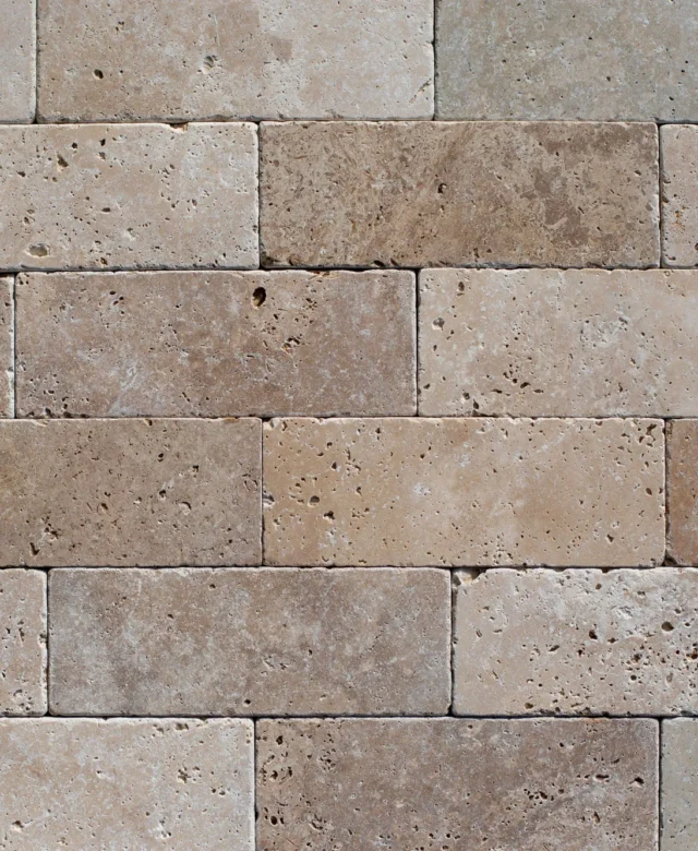 Travertin classique en coupe transversale, 7,5 x 20,3 x 1 cm